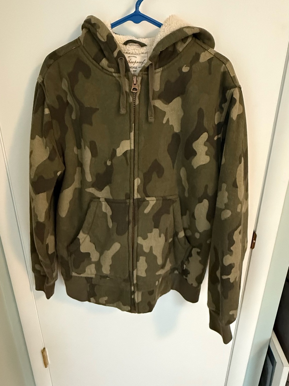 Weatherproof Men's Camo Zip Hoodie in Olive and Tan